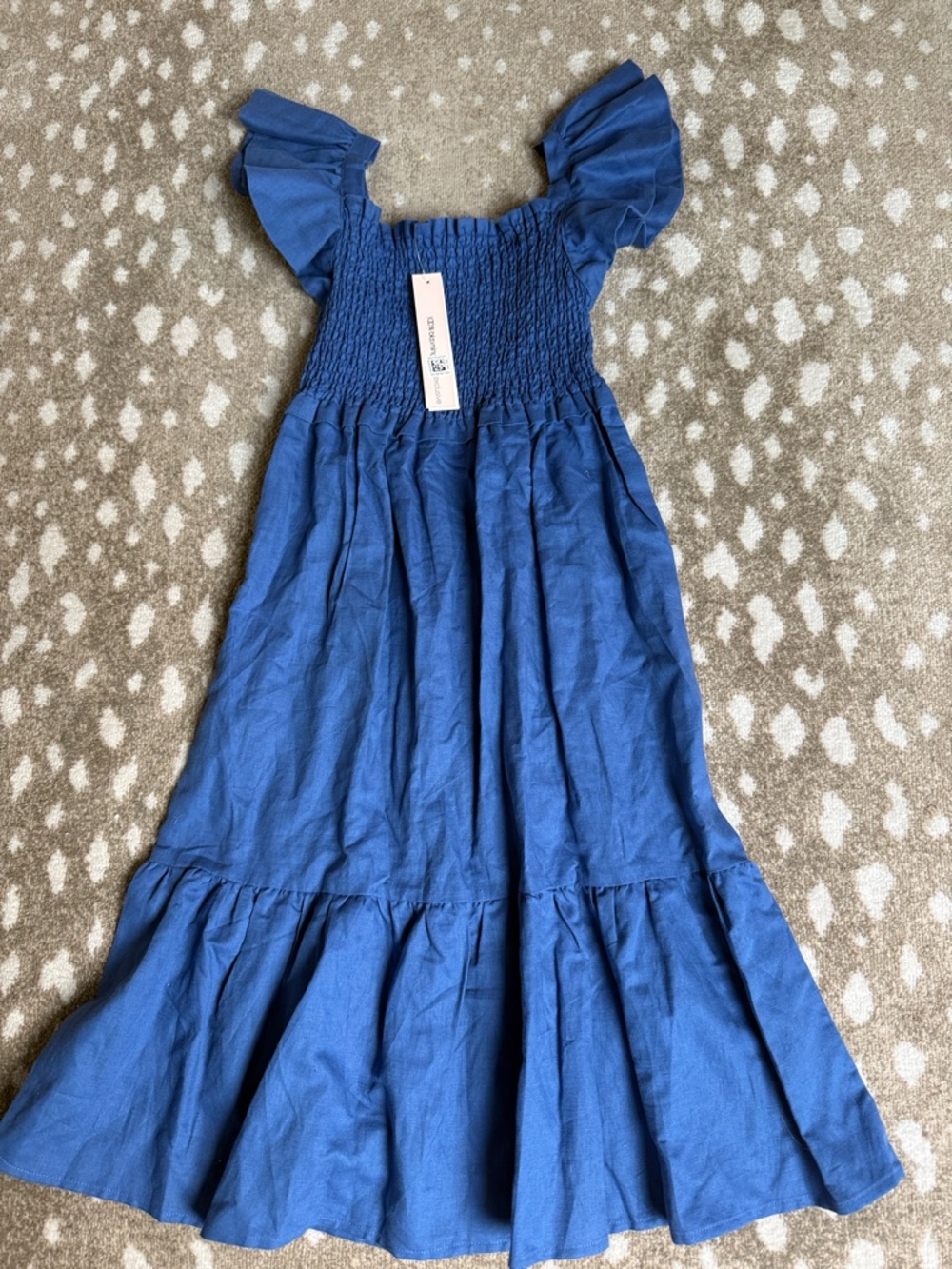 Aqua Girls Royal Blue Smocked Dress with Flutter Sleeves